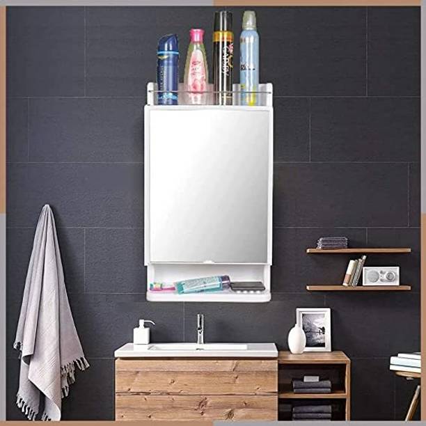 iSTAR Bathroom Mirror Cabinet /Organizer/Storage/Bathroom Shelf Accessories-White Glass, Polypropylene Wall Shelf