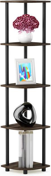 FLIPZON 5 Tier Freestanding Corner Display Rack Shelving Unit Wooden Wall Shelf