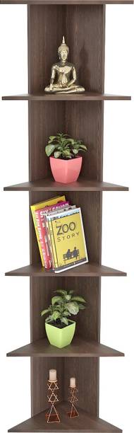BLUEWUD Cadlic Wall Corner Shelf Display Rack For Wall Décor Living Room Particle Board Wall Shelf