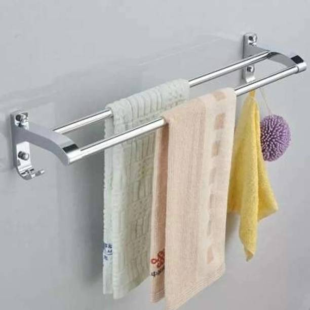 Filox Stainless Steel 18" 2 round bar Multipurpose Bathroom Shelf/Rack/Towel Hanger/Tumbler Holder/Towel Rod/Bathroom Accessories Stainless Steel Wall Shelf