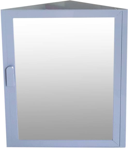 WINACO New Look Corner Grey Acrylic Bathroom cabinet With Mirror Acrylic Wall Shelf