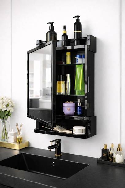 ProHome Wall Mounted Bathroom Mirror Cabinet with Storage Organizer | Durable & Strong Plastic Wall Shelf