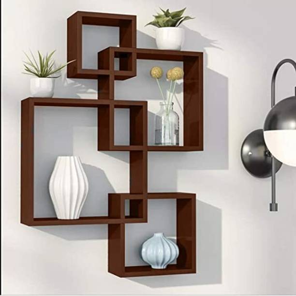 PraPooCraft Wooden Intersecting Wall Shelves for Living Room, Bed
