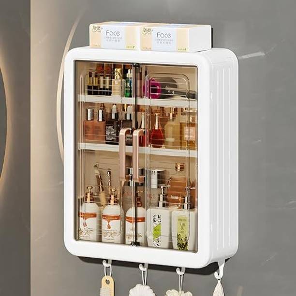 MIORAH Multipurpose Wall Mounted Storage Cabinet Organizer Shelf for Bathroom & Kitchen Plastic Kitchen Cabinet