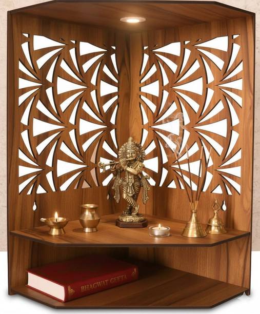Gojeeva Engineered Wooden LED Temple Handcrafted Design Pooja Mandir for Home & Office Engineered Wood Home Temple