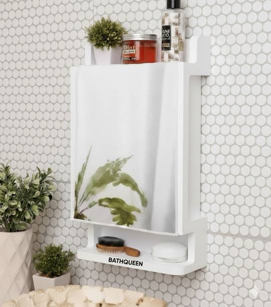 Bath Queen Bathroom Cabinet with Mirror - White Plastic Wall Shelf