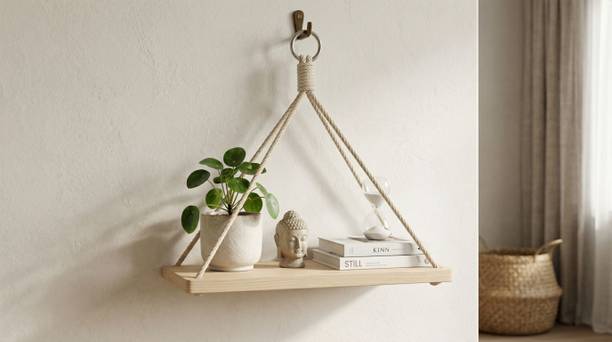woodenlife Decorative Floating Shelf for Home Decor, Plants & Pooja wh-120 Wooden Wall Shelf