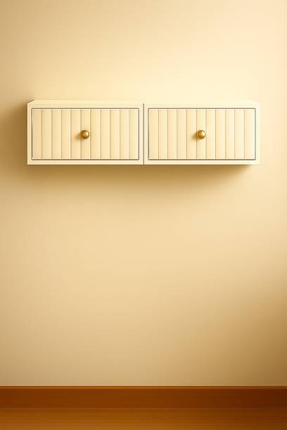 GAC Matte Beige Wall Mounted Dual Storage Drawer | Wooden Floating Shelf Cabinet MDF (Medium Density Fiber) Wall Shelf