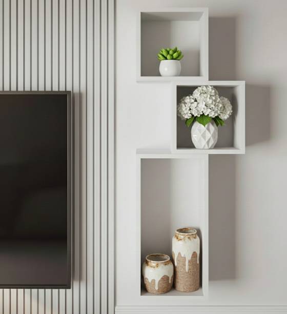 TheGoodLuck Pele Ridge Wooden Corner Stand for Bedroom Decor Wooden Wall Shelf