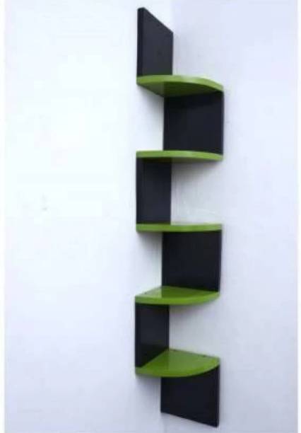 TFS Corner Wall Mount Shelf unit Zigzag Shape/ Book Shelf / Wall Decoration MDF (Medium Density Fiber) Wall Shelf
