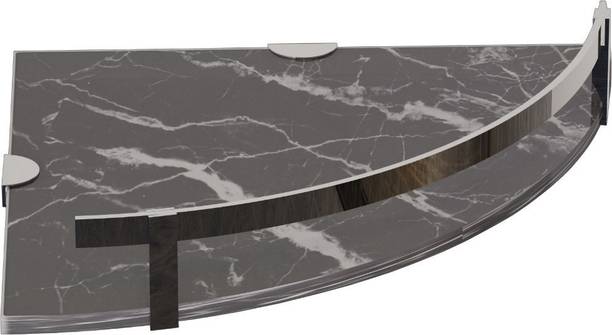 ModDwell Digital Glass corner shelf with railing Glass Wall Shelf