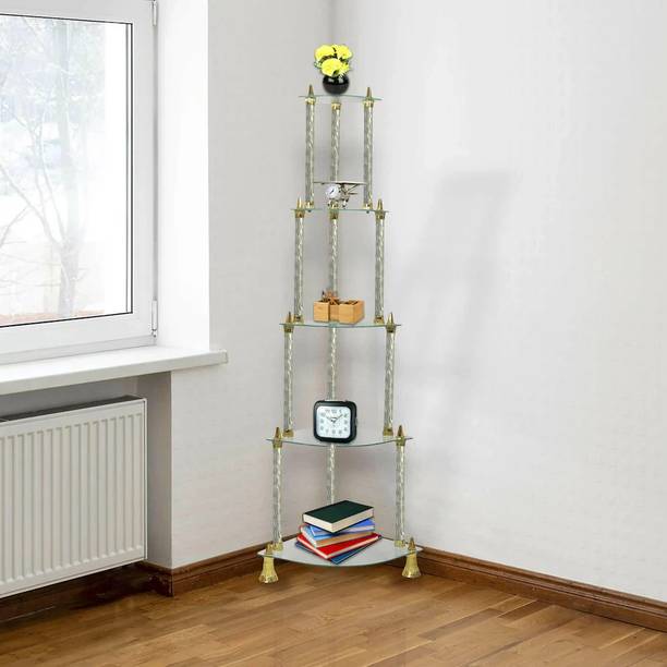 DPH Glass shelf , Toughened Glass Corner , Premium decorative piece for home Glass, Aluminium Wall Shelf