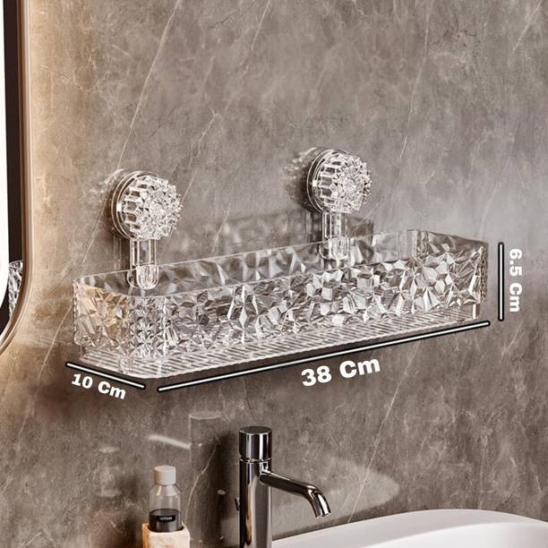 Linear Waterproof Crystal-Design Shelf for Toiletries, Skincare, Makeup & Accessories Acrylic Wall Shelf