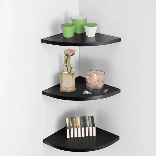 Wooden Mystique "The Rustic Wooden Corner: A Cozy Retreat of Natural Warmth, Timeless Charm MDF (Medium Density Fiber) Wall Shelf