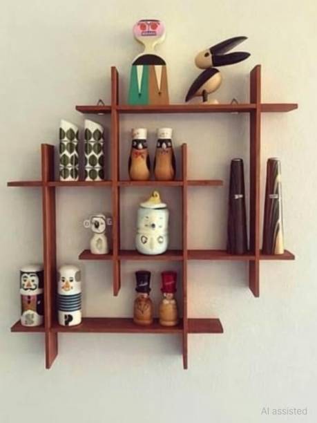 Eco Handicrafts Beautiful floating wall shelf Wooden Wall Shelf (Number of Shelves - 1, Brown) Wooden Wall Shelf