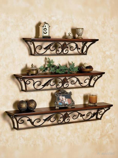 Decorhand Iron, Wooden Wall Shelf
