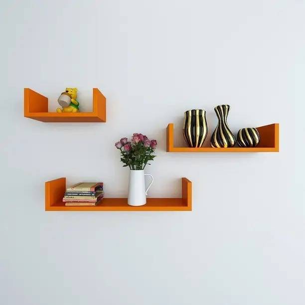 Sri Sathiya Furniture Modern Floating Wall Shelf Set Wooden Wall Shelf