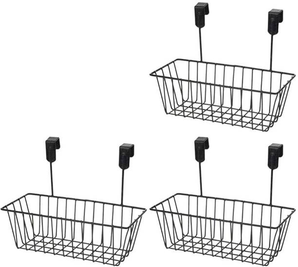 GESCHIR MultiPurpose Hanging Door Basket Door Organizer | Basket Rack |Hanging Organizer Iron Wall Shelf