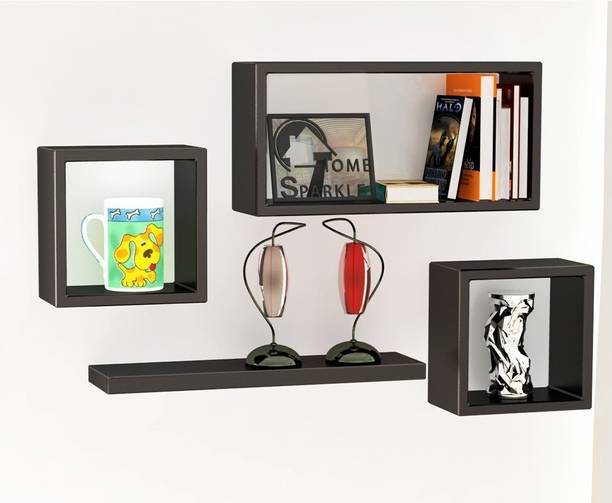 HOME SPARKLE Home Décor Wall Rack Shelf For Bedroom, Living Room, Office Wooden Wall Shelf