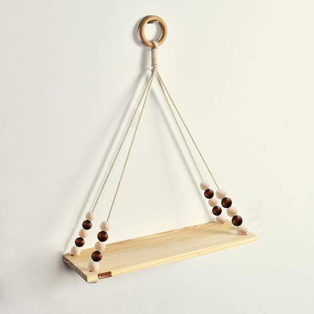 AURANESTS DECOER Macrame Wall Hanging Shelf for Plants Books & Decor Acacia wood Wooden Wall Shelf
