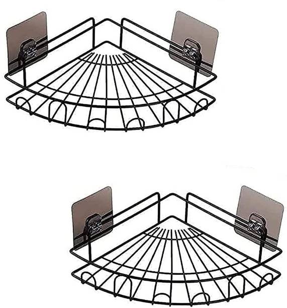 Zenzone Cutlery Kitchen Rack Iron No Drilling Self Adhesive Corner Shelf for Bathroom & Kitchen Storage Rack