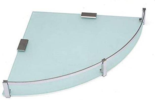 FORSQUARE HARDWARE PRODUCTS Transparent Multi-Purpose Glass Corner Shelf for Bathroom - 9 x 9 inch Acrylic Wall Shelf