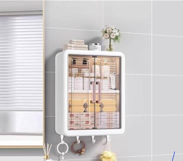 AFLEX Self-Adhesive No-Drill Bathroom Shelf & Storage Cabinet Plastic Plastic Wall Shelf