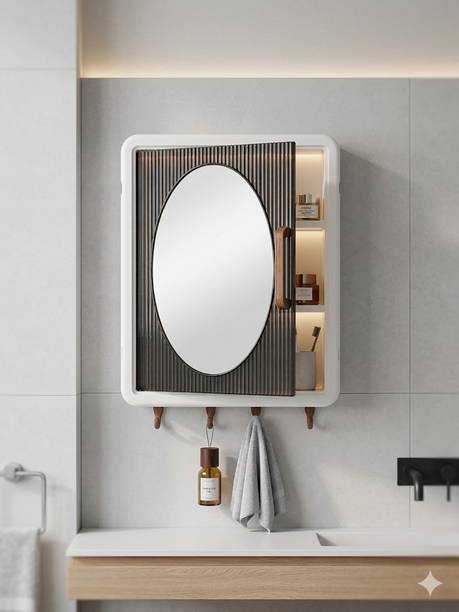 KeonCrown bathroom cabinet with mirror Plastic Wall Shelf