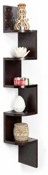 iessential Zigzag Shape Corner Zigzag Corner Wall Mount Shelf 100% Good for Home Decorative Wooden Wall Shelf