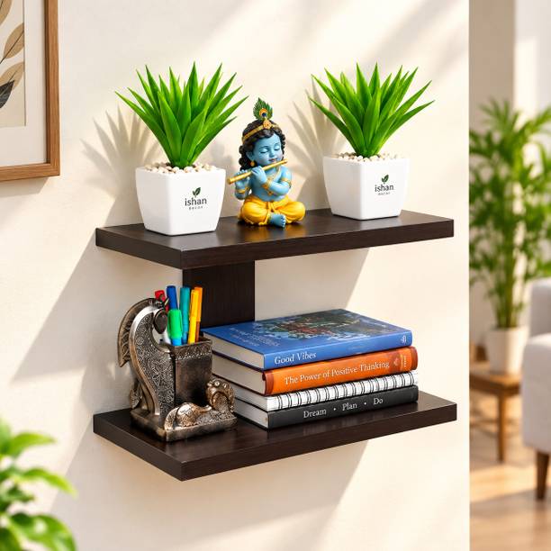 ISHAN home decor items set top box stand wall stand Wall Shelves Wooden Wall Shelf