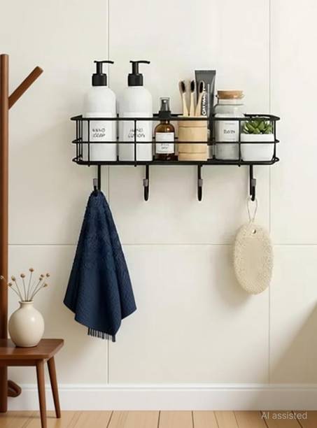 JANAKI SHOP 4 hook rack for bathroom Wooden Wall Shelf
