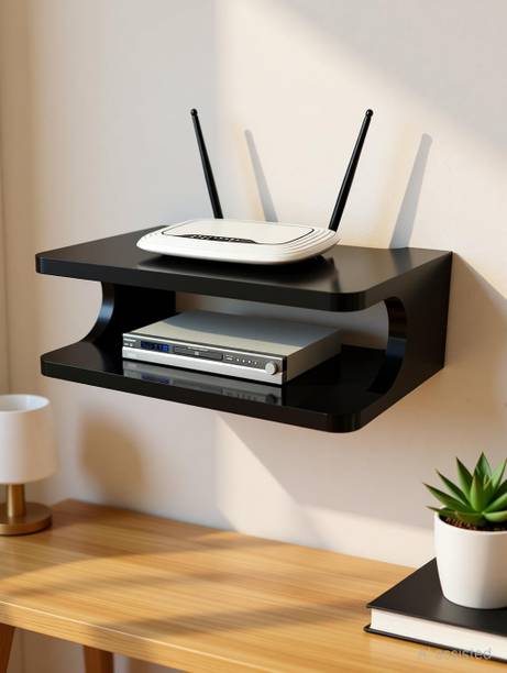 woodinzo Wood Setup Box Stand / Set Top Box Stand Wall Mount for Home Wall Shelf MDF (Medium Density Fiber) Wall Shelf