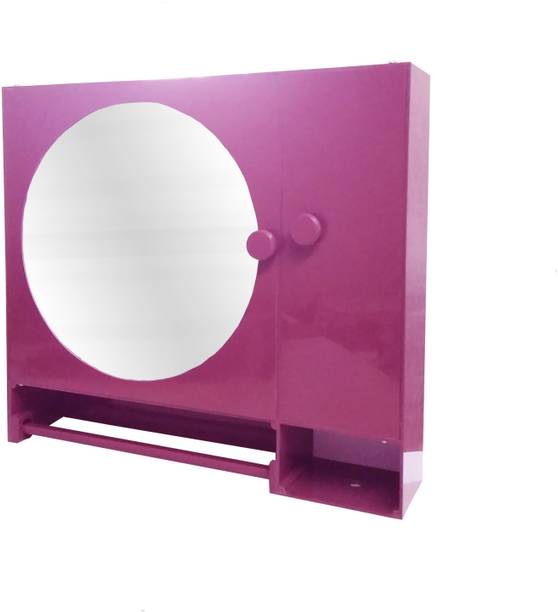 WINACO Round Acrylic 18' x 4" x 16" Bathroom Storage Mirror Cabinet Acrylic Wall Shelf