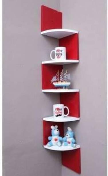 OnlineCraft wooden zigzag 11 (red,white) Wooden Wall Shelf