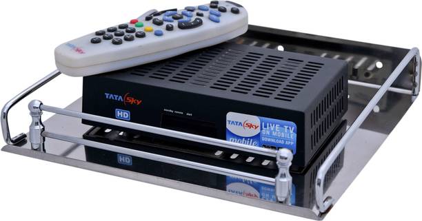 vyapt Multi Purpose Setup Box Stand TV Receiver Rack WiFi Modem Wall Mount Self Stainless Steel Wall Shelf