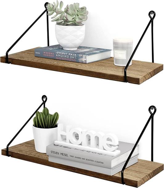 UHUD CRAFTS Set of 2 Wooden Wall Mount Shelves for Living Room, Home Decor Rustic Wall Shelf Wooden Wall Shelf