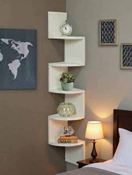 Eco Handicrafts Corner wall shelf ZigZag Type wall shelves( Number of shelves 11 WHITE) MDF (Medium Density Fiber) Wall Shelf