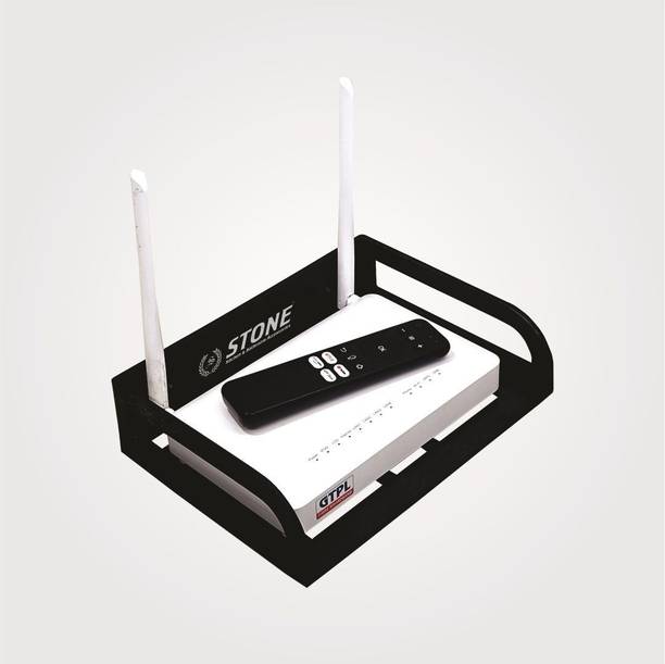 STONE ABS Black Setup Box Stand/ Wi-Fi Router Holder Setup Box Stand Wall Mount Plastic Wall Shelf