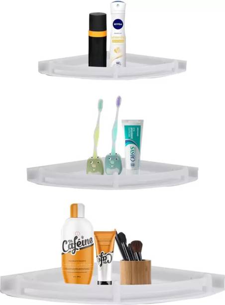 NETVULL Unbreakable Plastic Corner Wall Shelves/Set/Shelf/Storage for Bathroom Plastic Wall Shelf