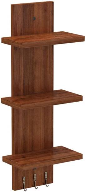 Flux Flux Brown Wooden Wall Shelf - Modern, Space-Saving Storage Particle Board Wall Shelf