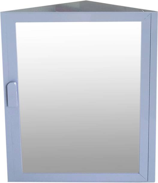 WINACO Corner Grey Acrylic Bathroom Wall Mount Bathroom Storage Mirror Cabinet Acrylic Wall Shelf