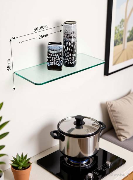 Rworld Multi - Purpose Glass Shelve Glass Wall Shelf