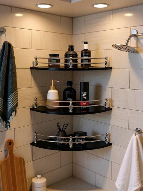 CHEAPER SHOP Glass Corner Shelf Bathroom Shelf and Kitchen Shelf Bathroom Accessories Glass Wall Shelf