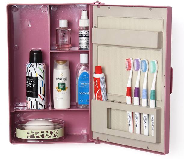 Zahab Bathroom Storage Cabinet With Mirror Basin Cabinet 10 x 12 inch Magenta Plastic Wall Shelf