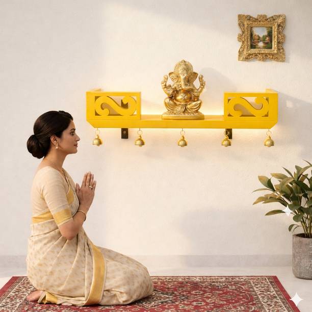 SMCRAFTS SAMEER ENTERPRISES smart pooja shelf rack Wooden Wall Shelf