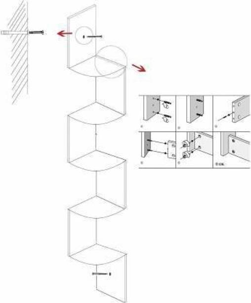 KHANSHOPEE Wall shelf Zigzag Corner Wall Mount Shelf Unit/Racks and Shelves MDF (Medium Density Fiber) Wall Shelf