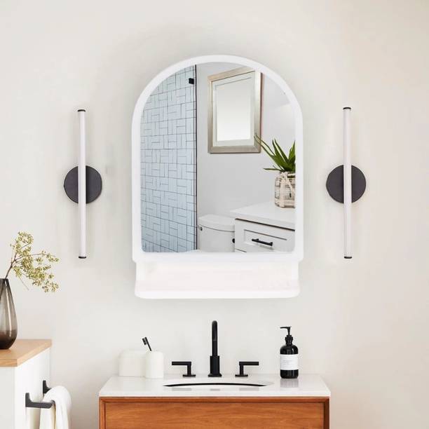 Branco Ideal Mirror Cabinet | Multipurpose Cabinet | Home Decor | White Plastic, Glass Wall Shelf