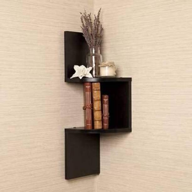 Woodkartindia Zigzag Floating Corner Wall Shelf Stand | Corner Shelf | Side Shelf | Book Shelf Wooden Wall Shelf