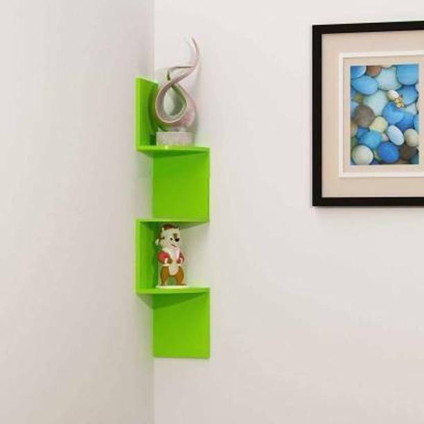 classiconline Wooden Wall Mount Corner Zig Zag 3 Tier shelf Wooden Wall Shelf