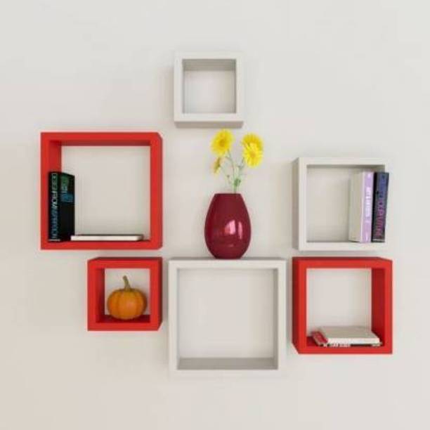 SIWOZ square Wall Shelf Beautiful Floating Wall Racks Shelves Living & Bed Room Decor MDF (Medium Density Fiber) Wall Shelf
